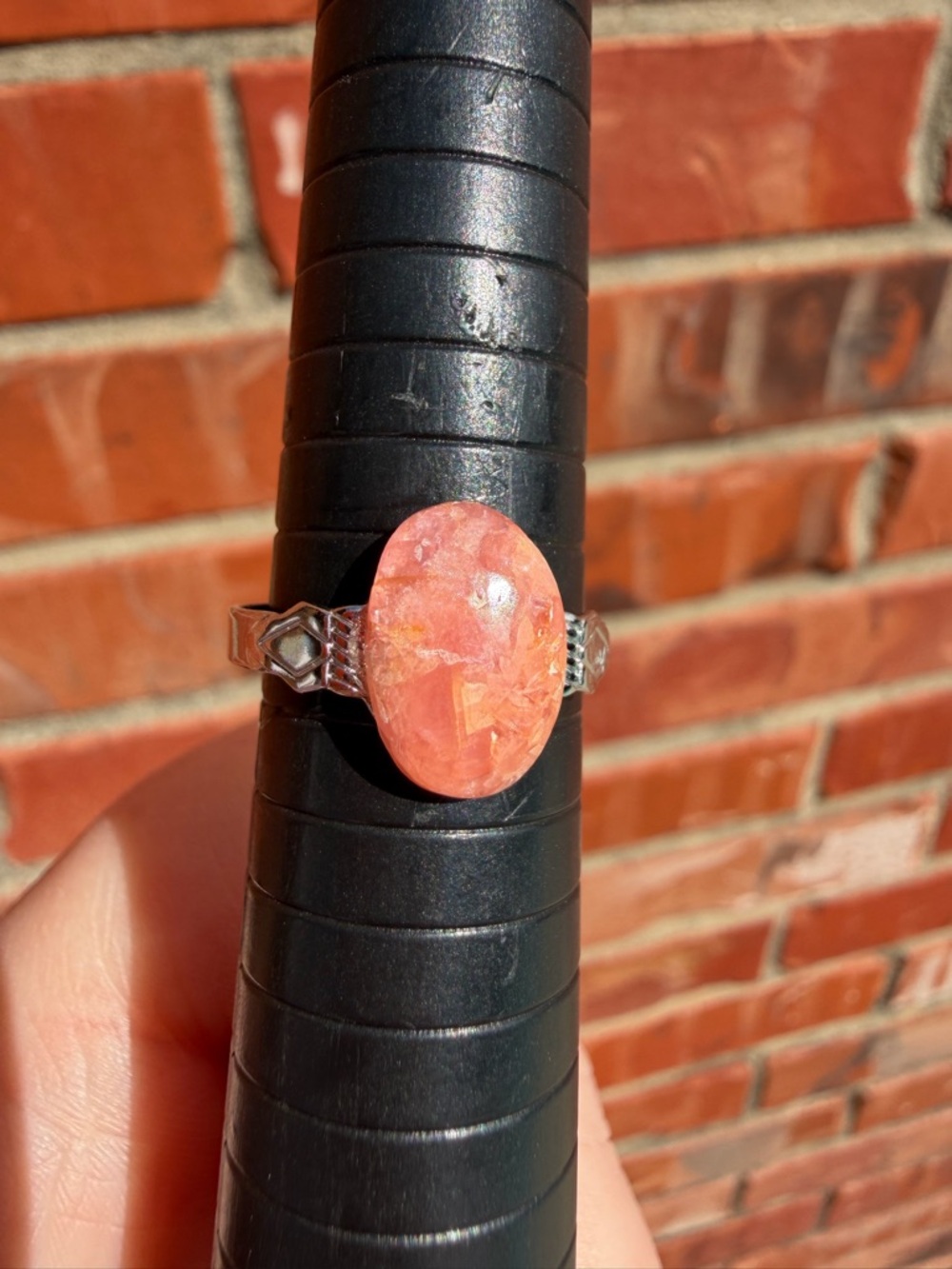 Pink Rhodiscosite Oval Stone Ring - Unbranded